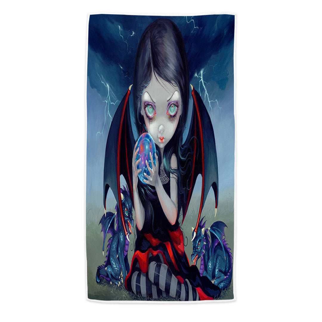 Dark Art Gothic Pool Towels Dragon Fairy and Dark Dragonling