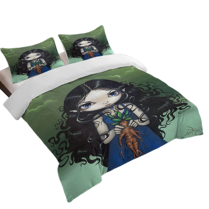 Dark Art Gothic Vibes Girl with Mandrake Root Duvet Cover