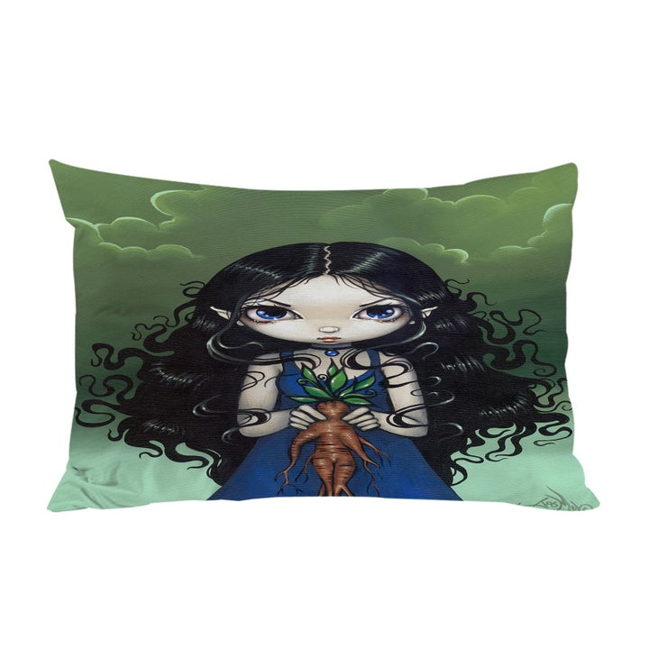 Dark Art Gothic Vibes Girl with Mandrake Root Pillow Case Covers