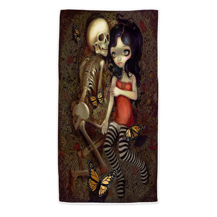 Dark Art I_m Almost With You Girl and Skeleton Beach Towel