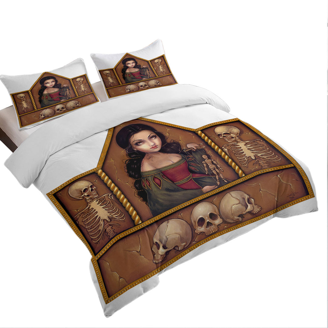 Dark Art Memento Mori Beautiful Maiden and Skeletons Coverlets