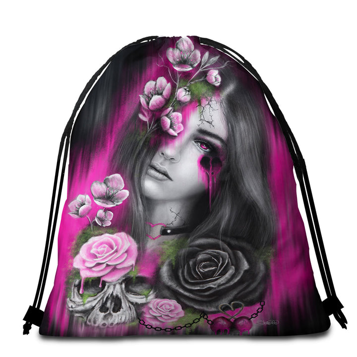 Dark Art Ravenous Beautiful Gothic Girl Beach Towels and Bags Set