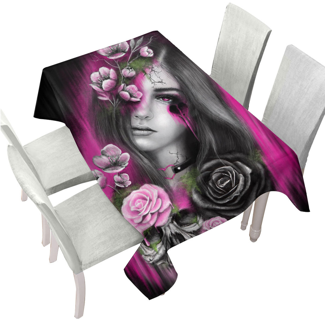 Dark Art Ravenous Beautiful Gothic Girl Custom tablecloths