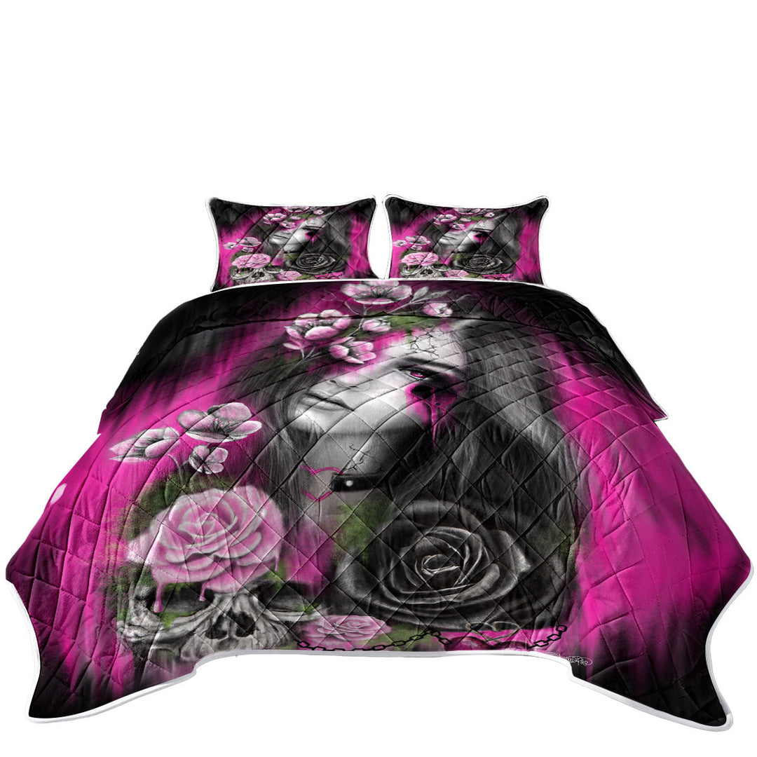 Dark Art Ravenous Beautiful Gothic Girl Quilts for Beds