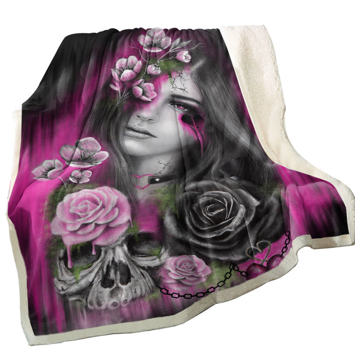 Dark Art Ravenous Beautiful Gothic Girl Throws