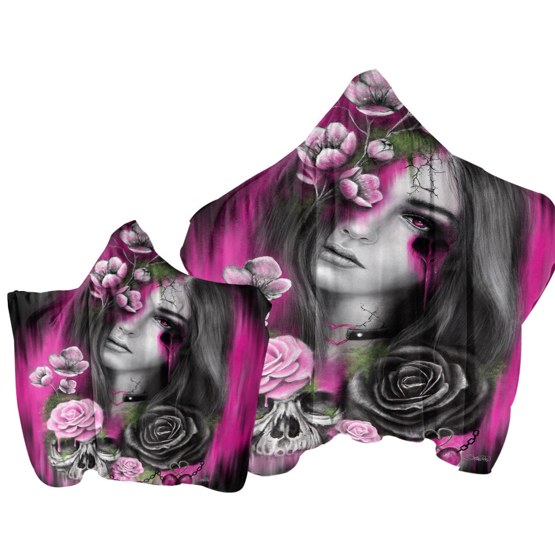 Dark Art Ravenous Beautiful Gothic Girl Towel with Hood