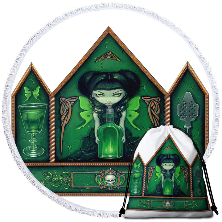 Dark Art Round Beach Towel the Absinthe Fairy