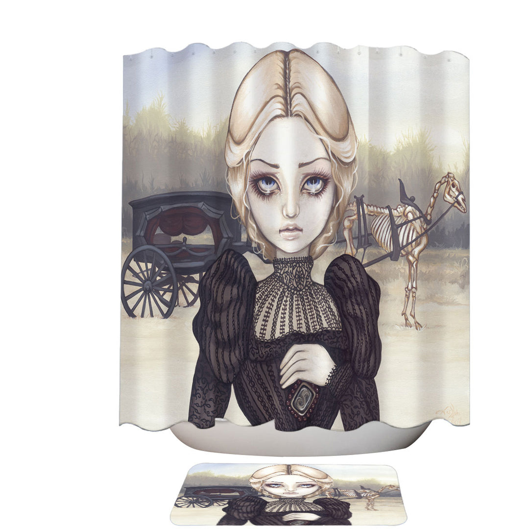 Dark Art Shower Curtains Victorian Widow Bleak Mourning