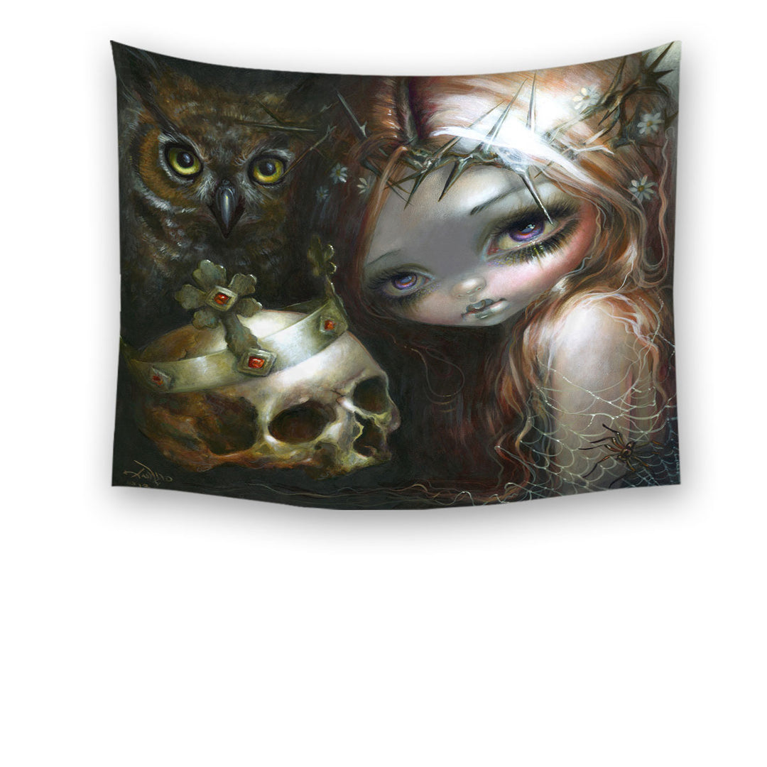 Dark Art Wall Decor with Empire of Dirt Girl and King Skull Tpaestry