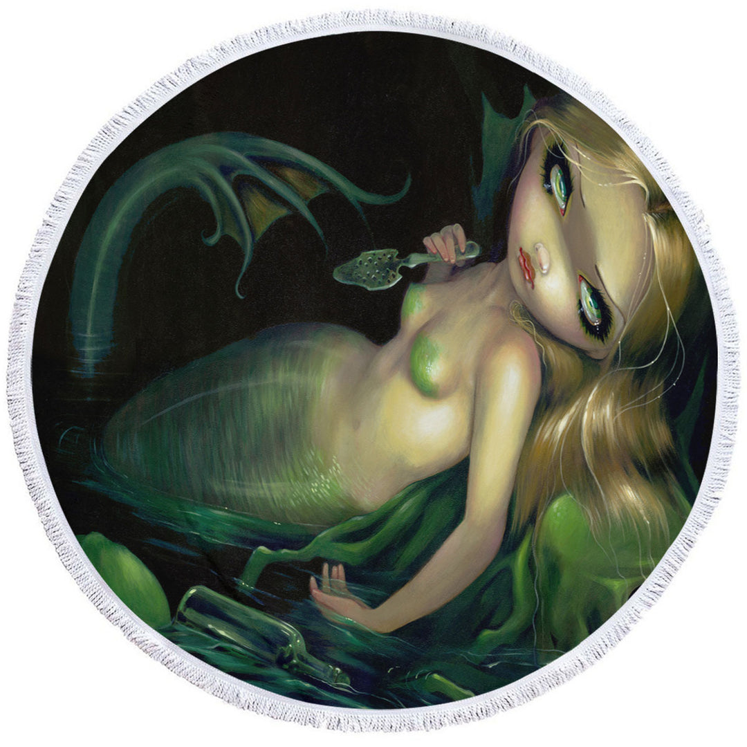 Dark Art the Absinthe Mermaid Round Beach Towel