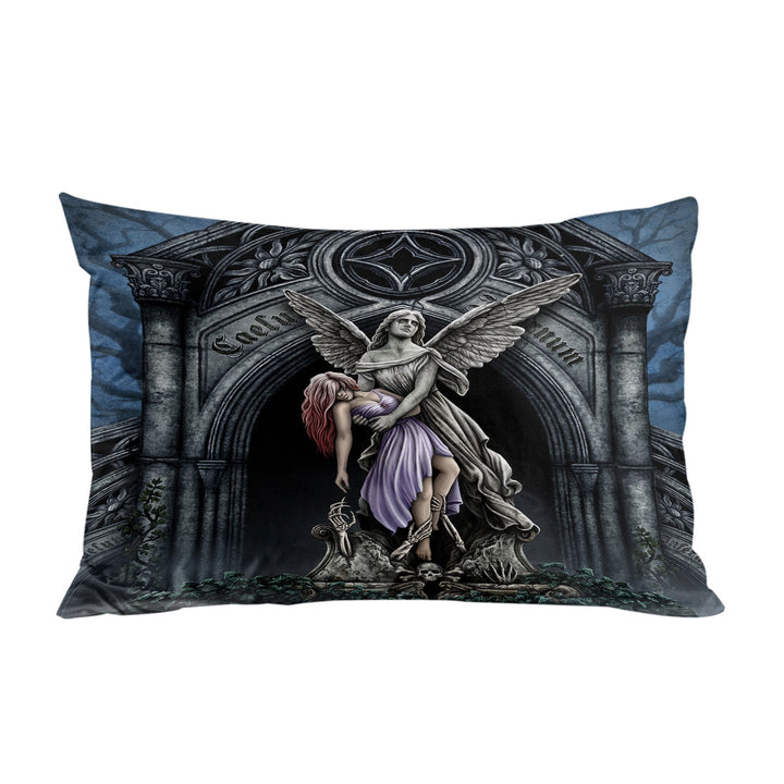 Dark Art the Eternal Fight Angel Statue and Woman Pillow Cases