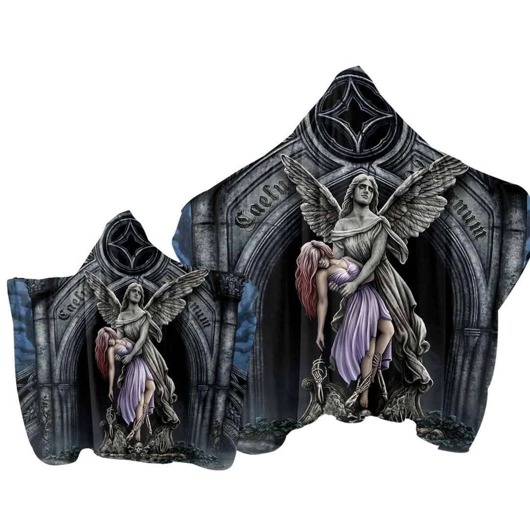 Dark Art the Eternal Fight Angel Statue and Woman Towel Hoodie