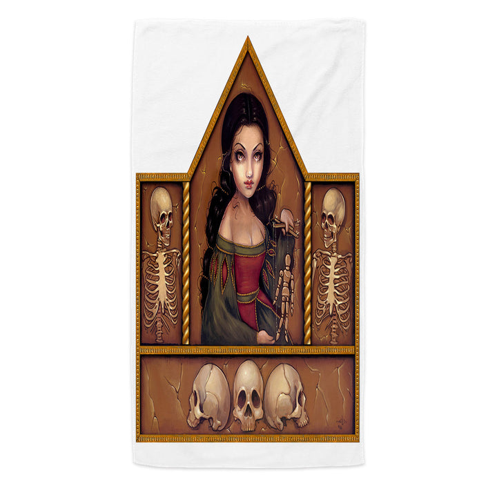 Dark Beach Towels Art Memento Mori Beautiful Maiden and Skeletons