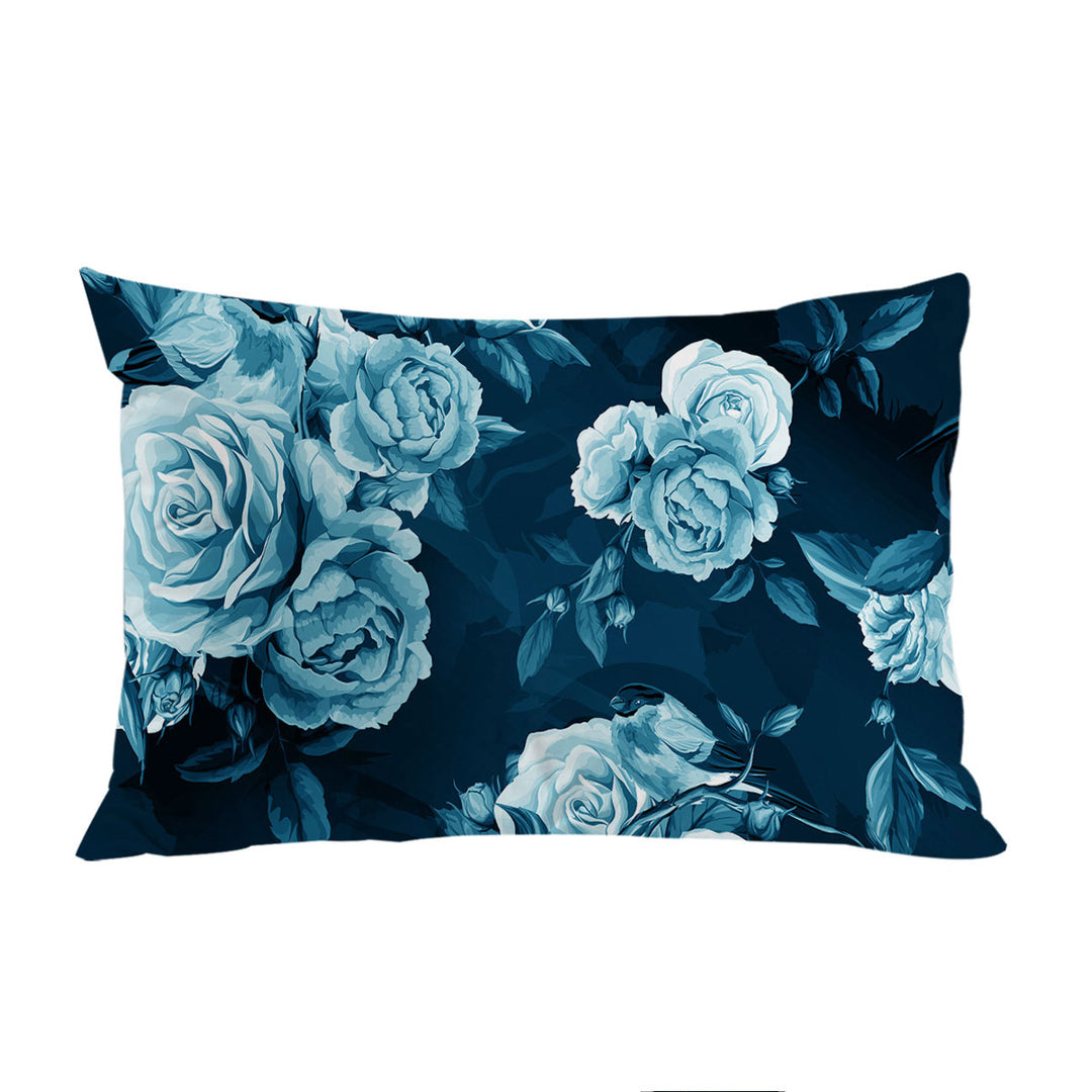 Dark Blue under Light Blue Roses King Pillow Cases