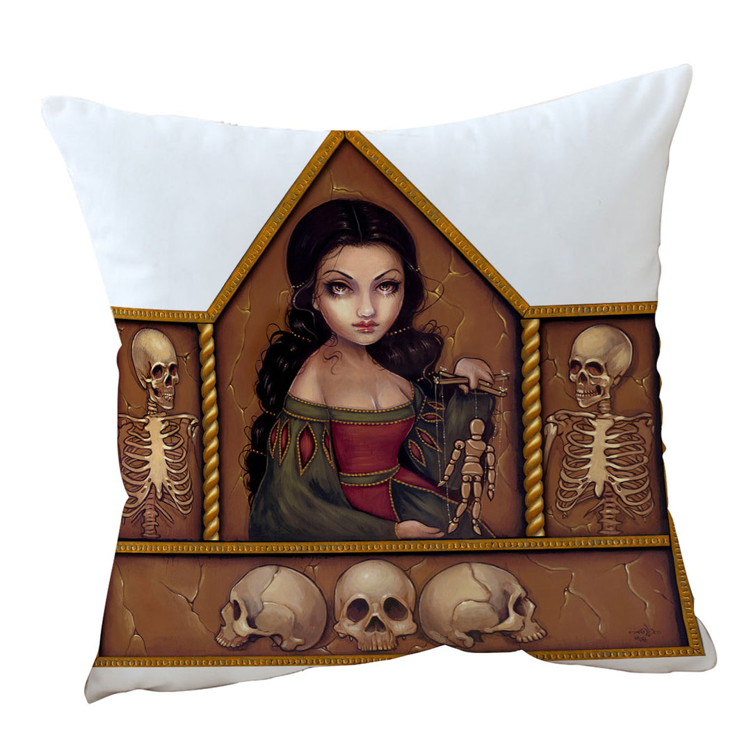 Dark Cushion Covers Art Memento Mori Beautiful Maiden and Skeletons