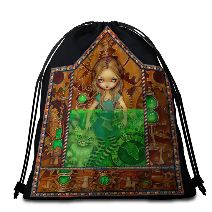 Dark Fantasy Alice in Absinthe Beach Towel Bags