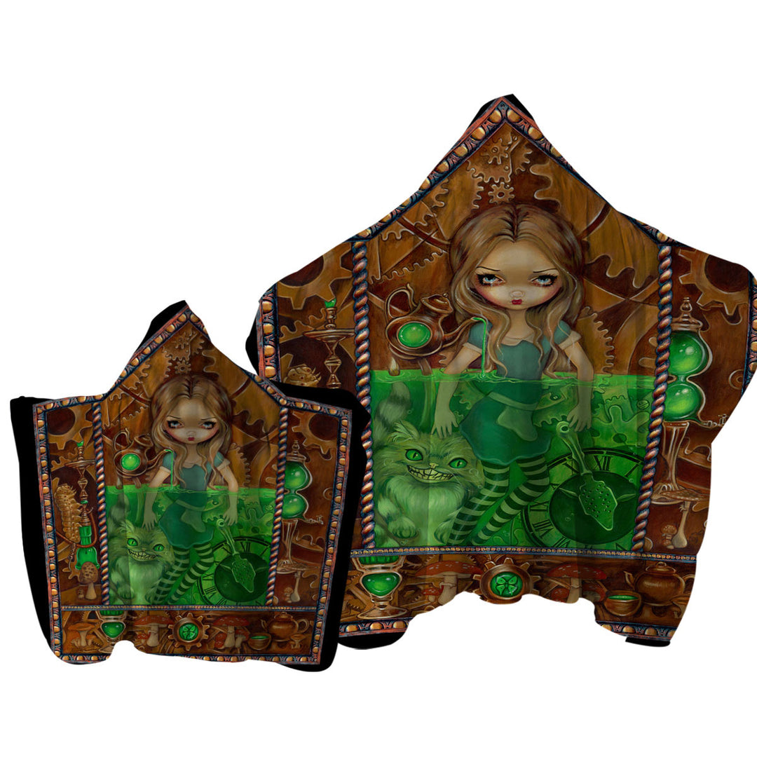 Dark Fantasy Alice in Absinthe Hooded Beach Towel