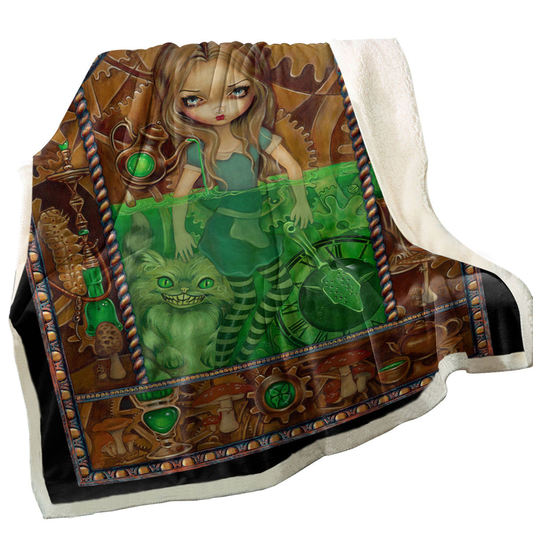 Dark Fantasy Alice in Absinthe Throw Blanket