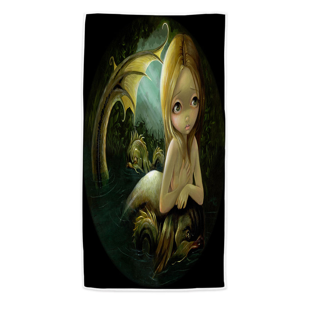 Dark Fantasy Art Microfiber Beach Towel with Mermaid a Certain Slant Of Light