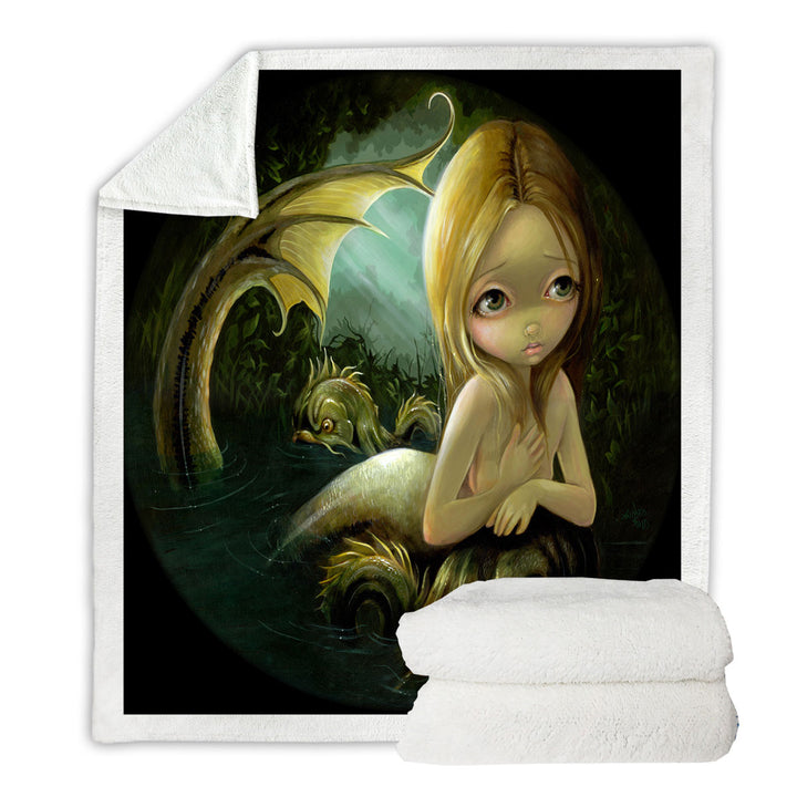 Dark Fantasy Art Sofa Blanket with Mermaid a Certain Slant Of Light