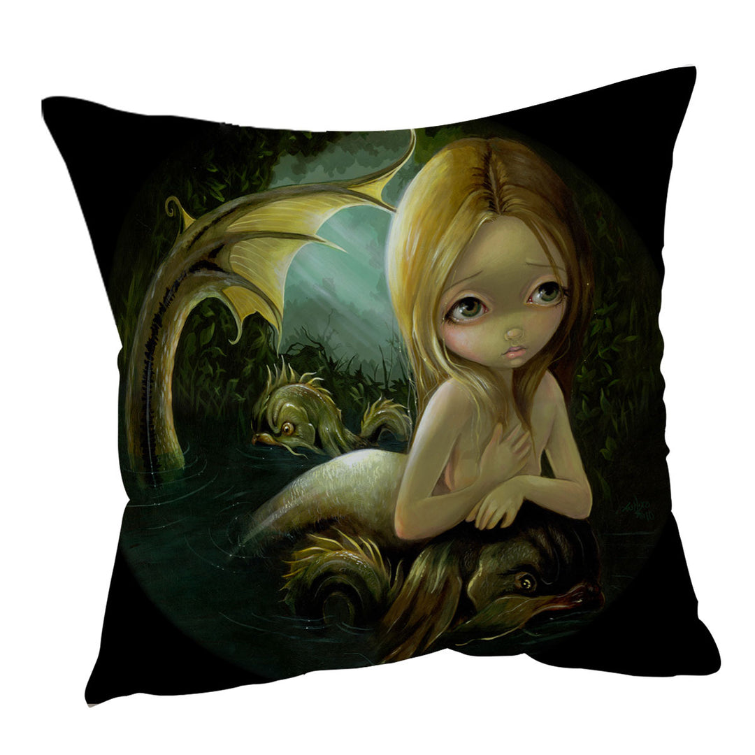 Dark Fantasy Art Throw Pillow Covers with Mermaid a Certain Slant Of Light