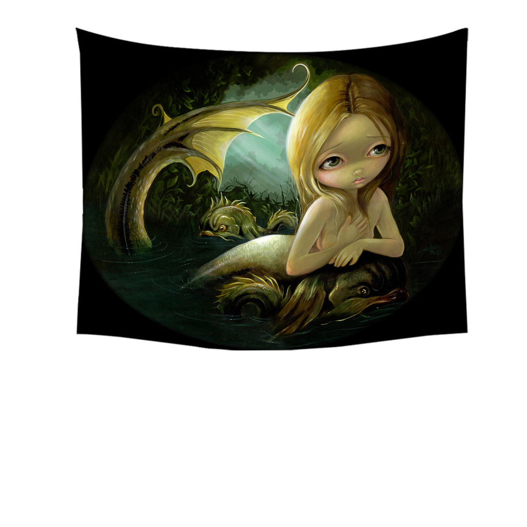 Dark Fantasy Art Wall Decor with Mermaid a Certain Slant Of Light Tapestry