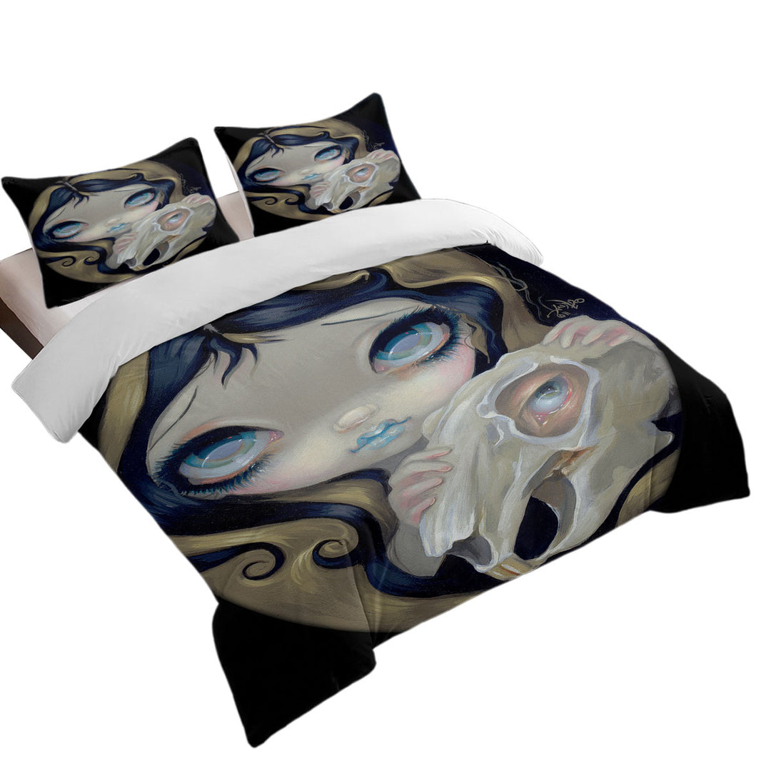 Dark Gothic Art Girl Alice White Rabbit Resurrected Duvet Covers