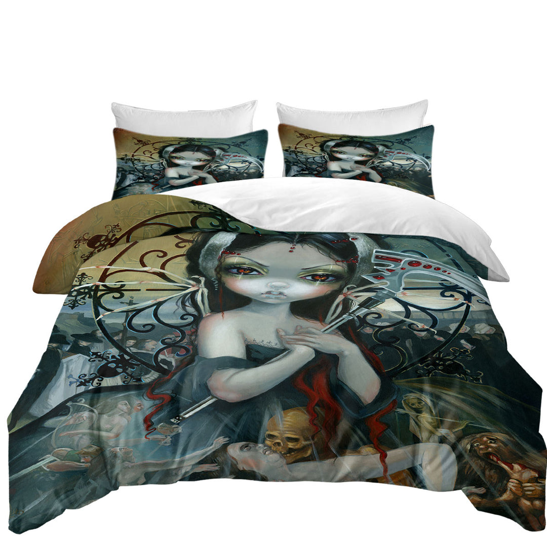 Dark Gothic Art Unseelie Court Death Maiden Bed Covers