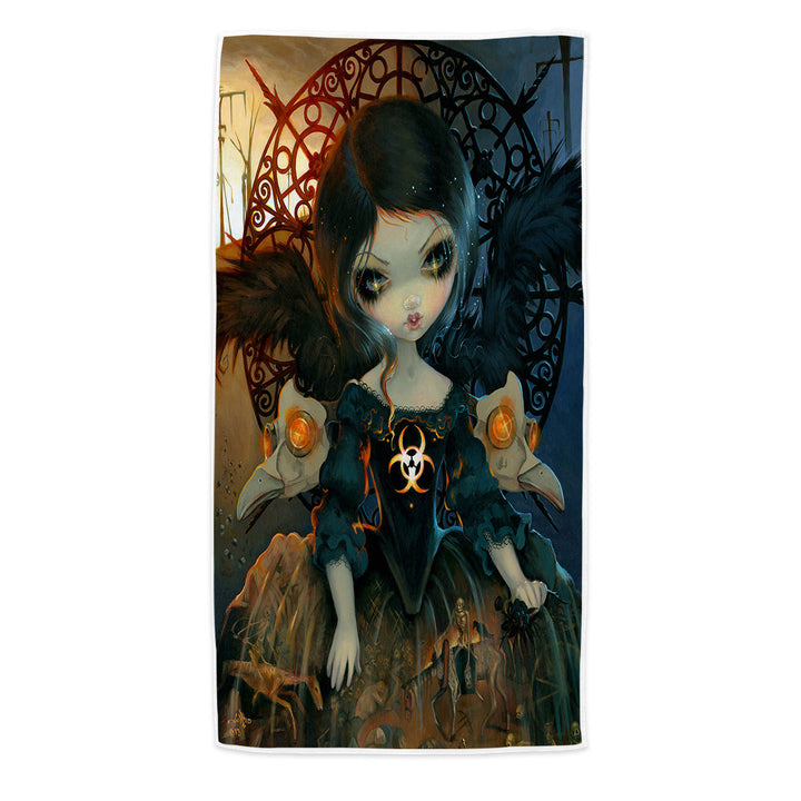 Dark Gothic Art Unseelie Court Pestilence Death Angel Beach Towels