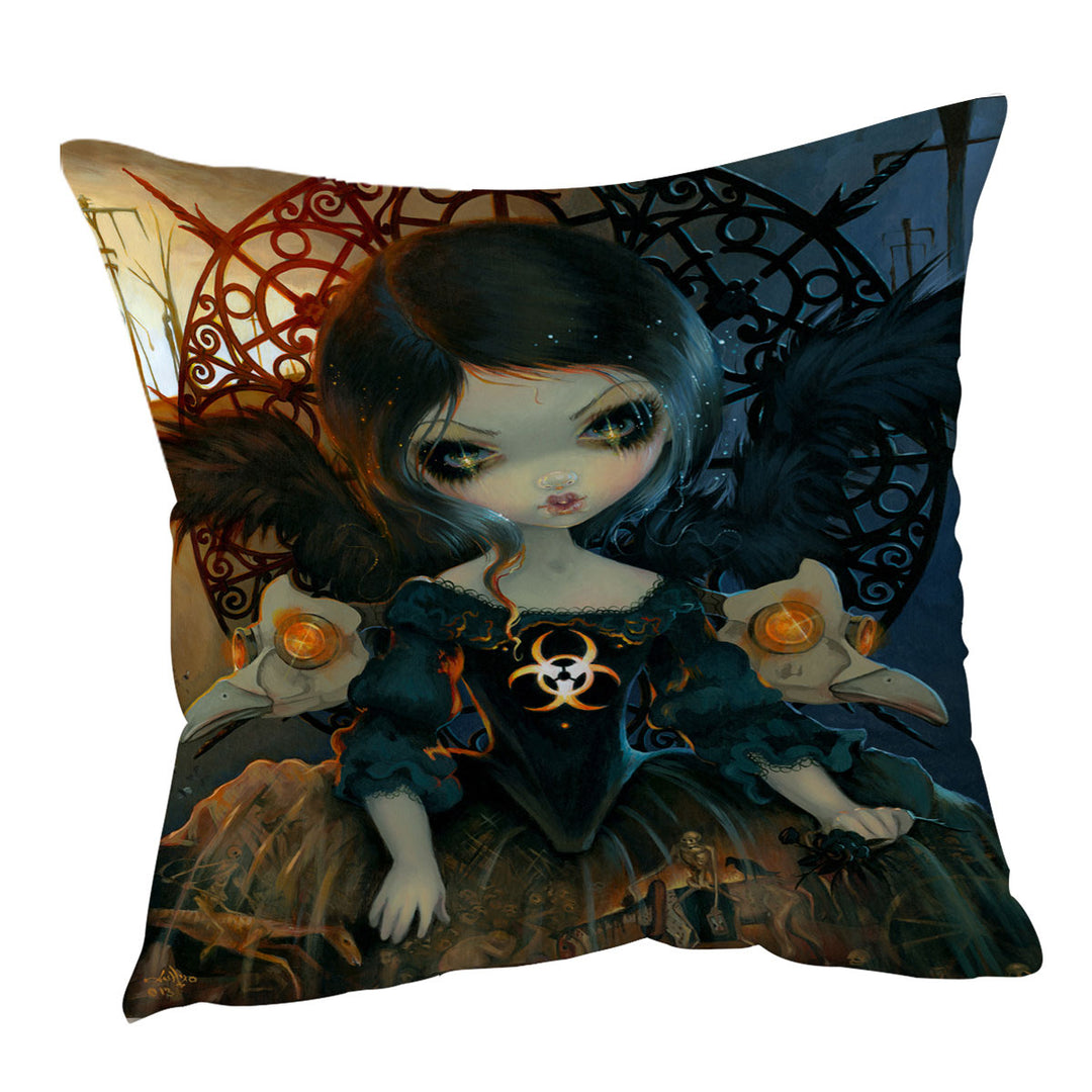 Dark Gothic Art Unseelie Court Pestilence Death Angel Cushion Cover