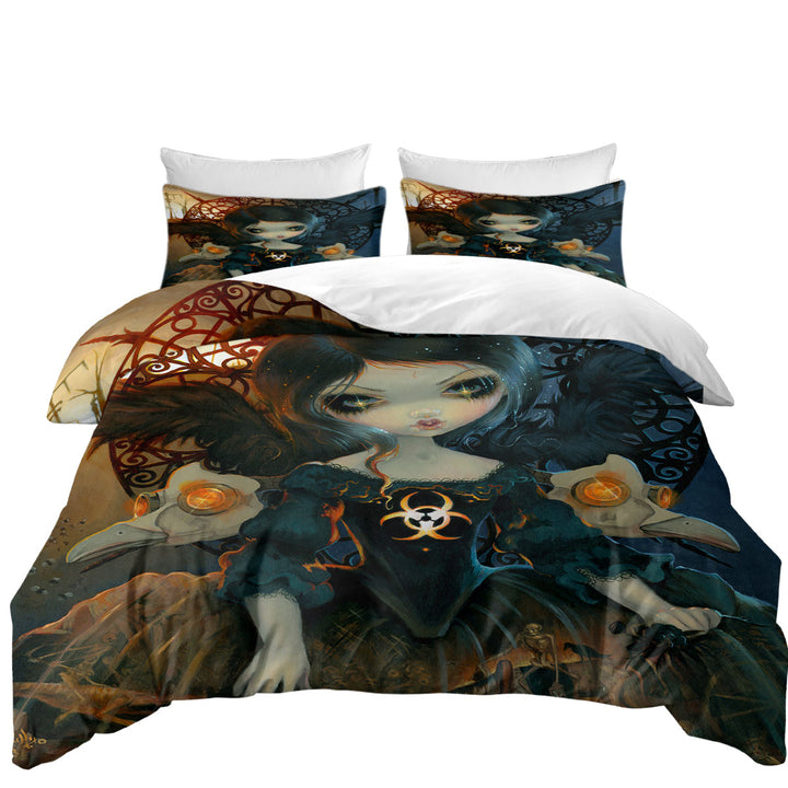 Dark Gothic Art Unseelie Court Pestilence Death Angel Duvet Cover Queen