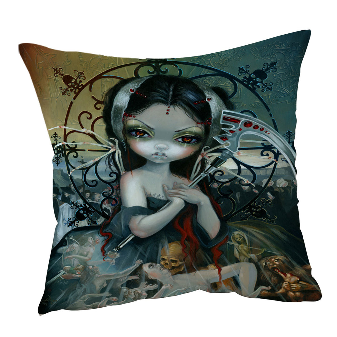 Dark Gothic Decorative Cushions Art Unseelie Court Death Maiden