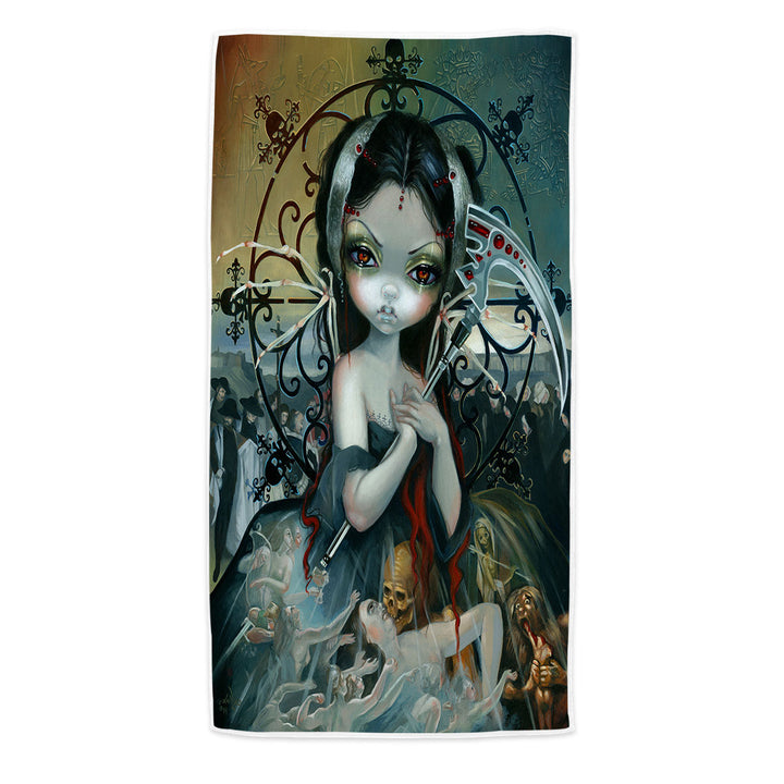 Dark Gothic Pool Towels Art Unseelie Court Death Maiden