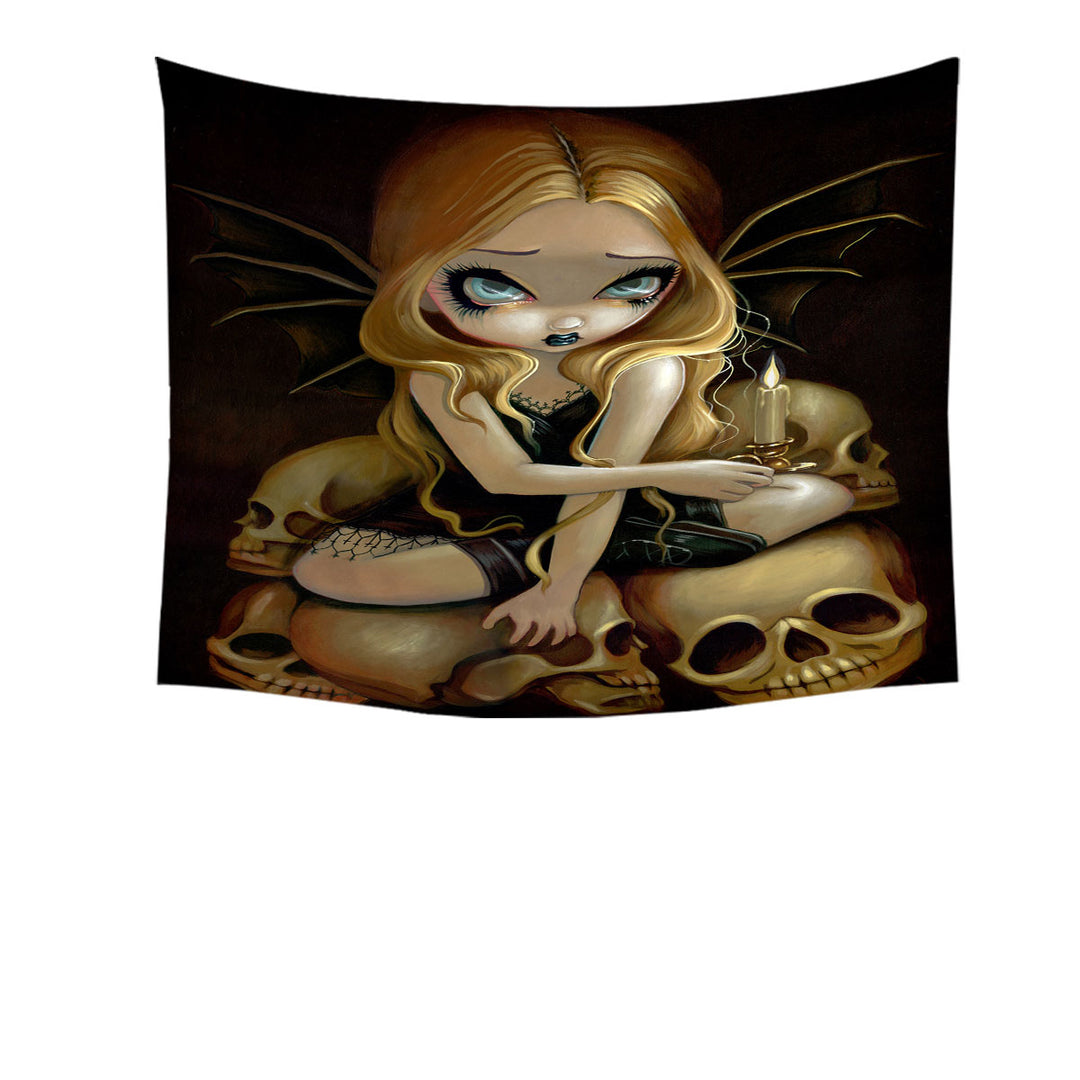 Dark Gothic Tapestry Art A Candle In The Dark Skulls Fairy Wall Decor