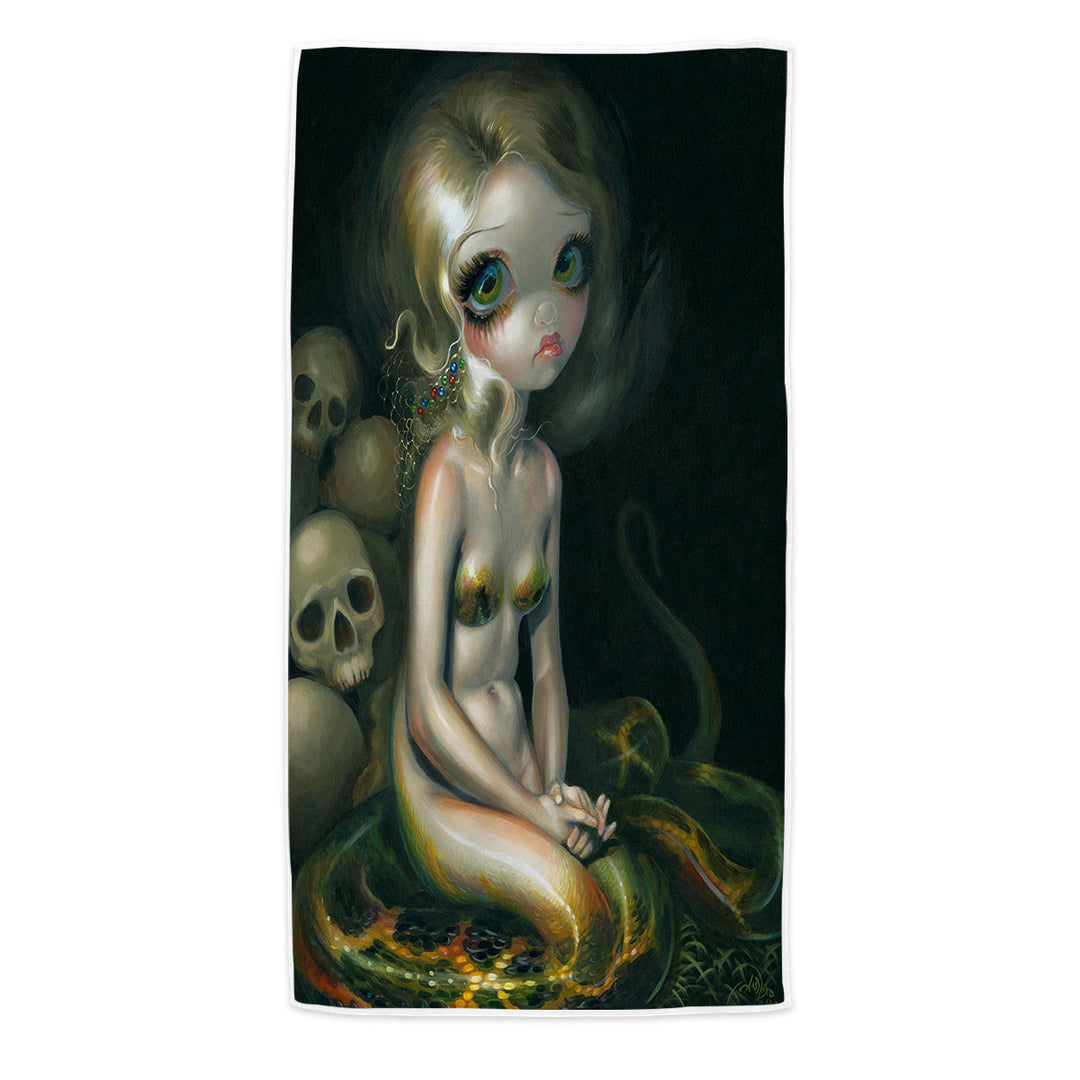 Dark Mythological Art Lamia and Skulls Cool Beach Towels