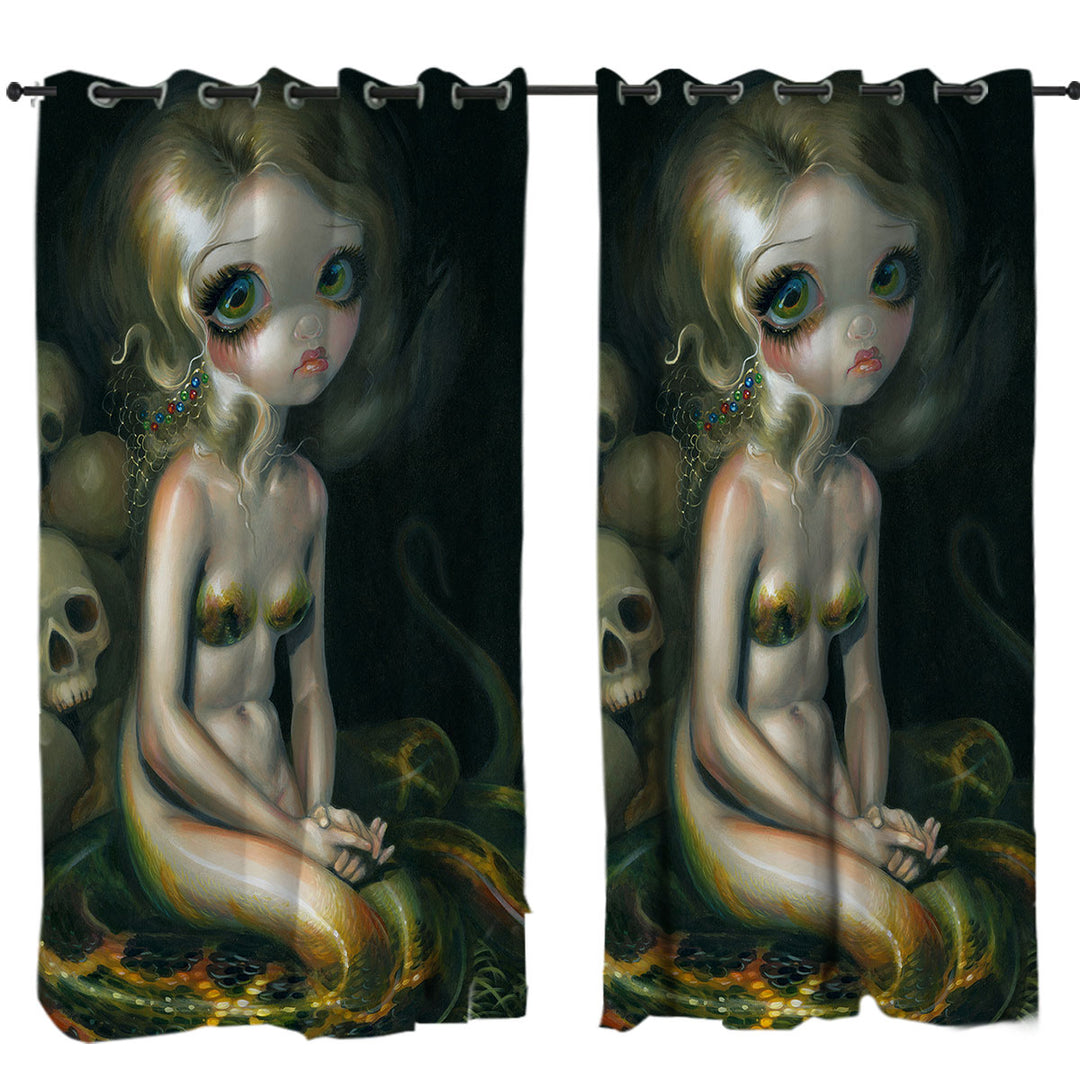 Dark Mythological Art Lamia and Skulls Curtain