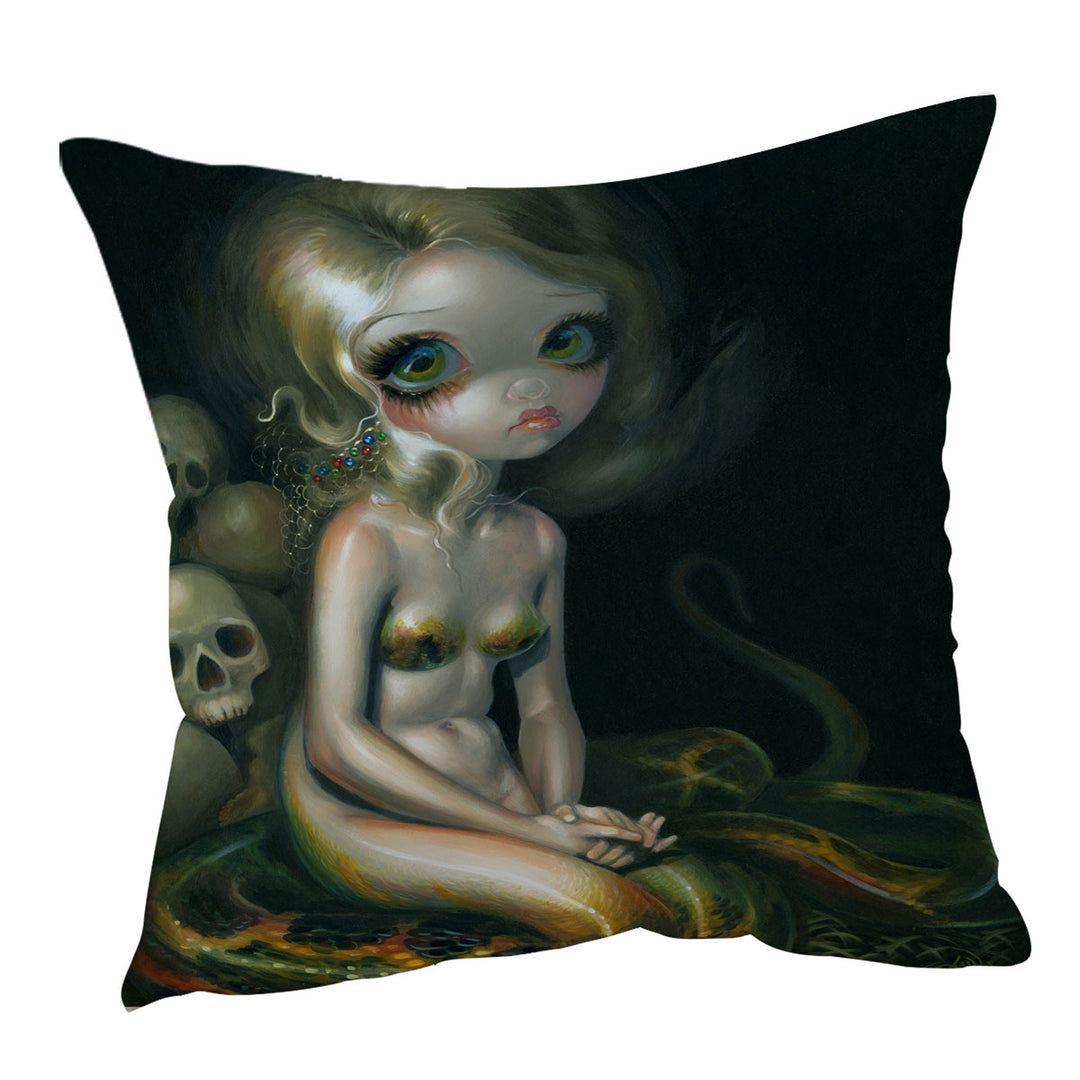 Dark Mythological Art Lamia and Skulls Cushion Cover