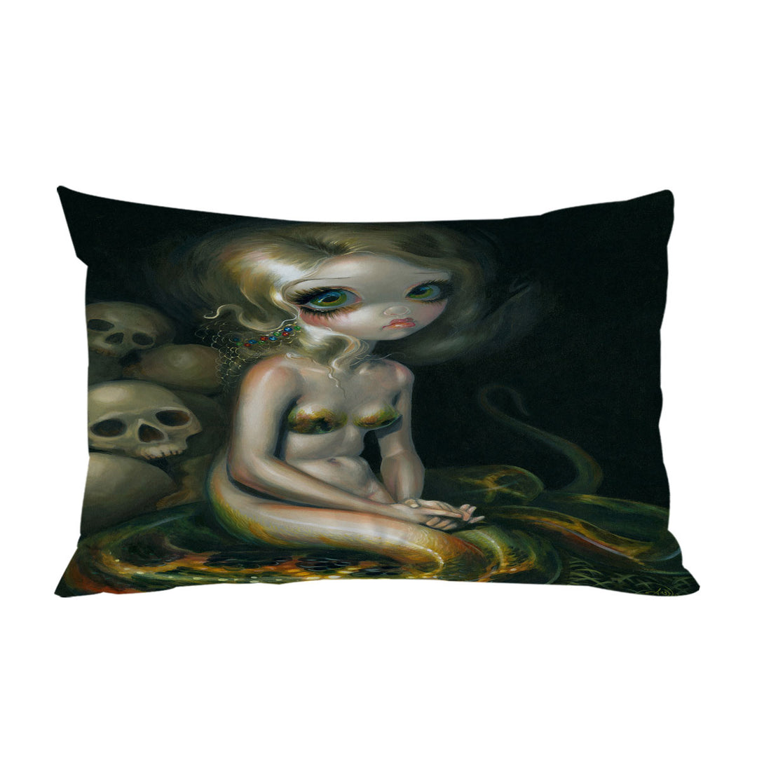 Dark Mythological Art Lamia and Skulls Pillow Cases