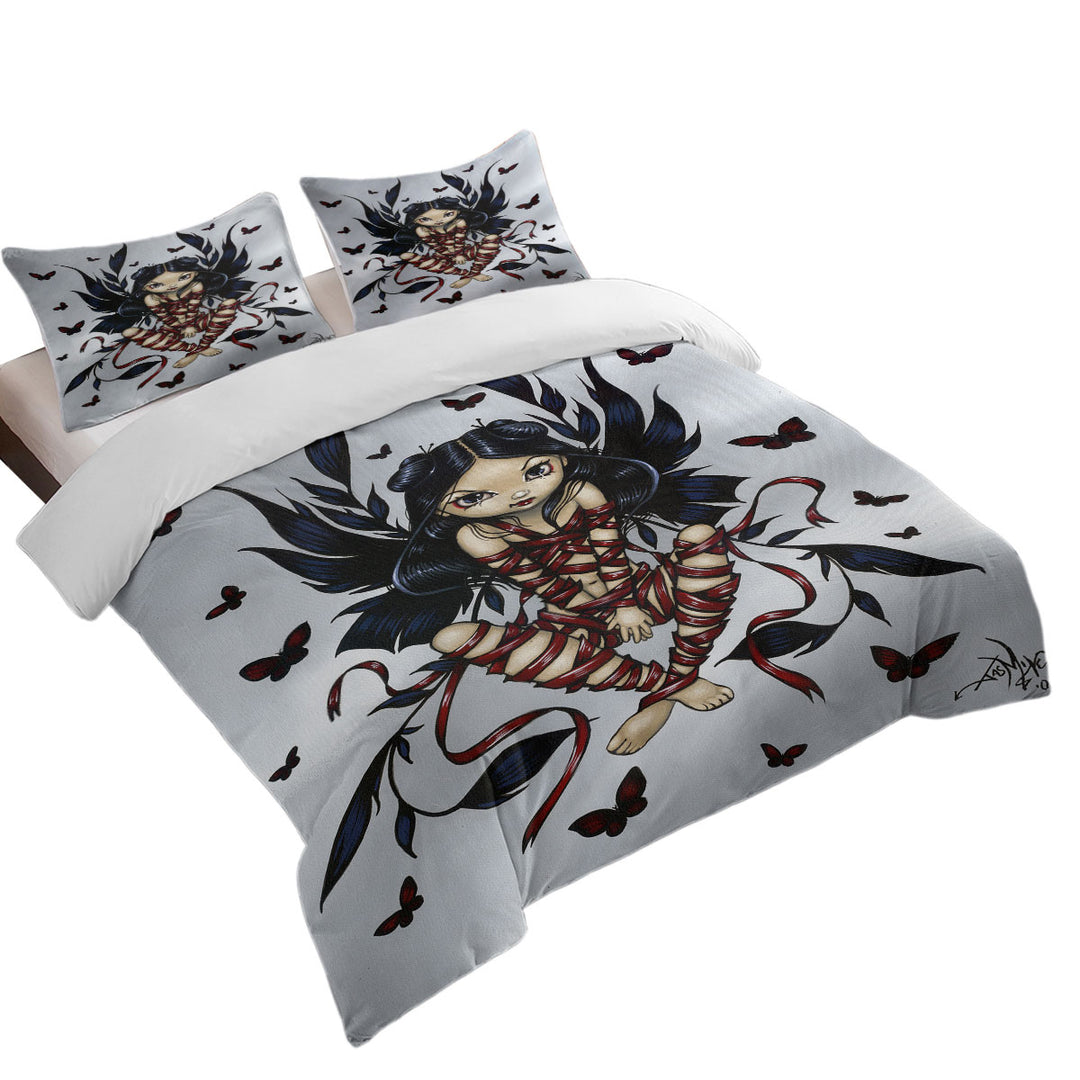 Dark Ribbon Fairy Gothic Fairy and Butterflies Coverlet