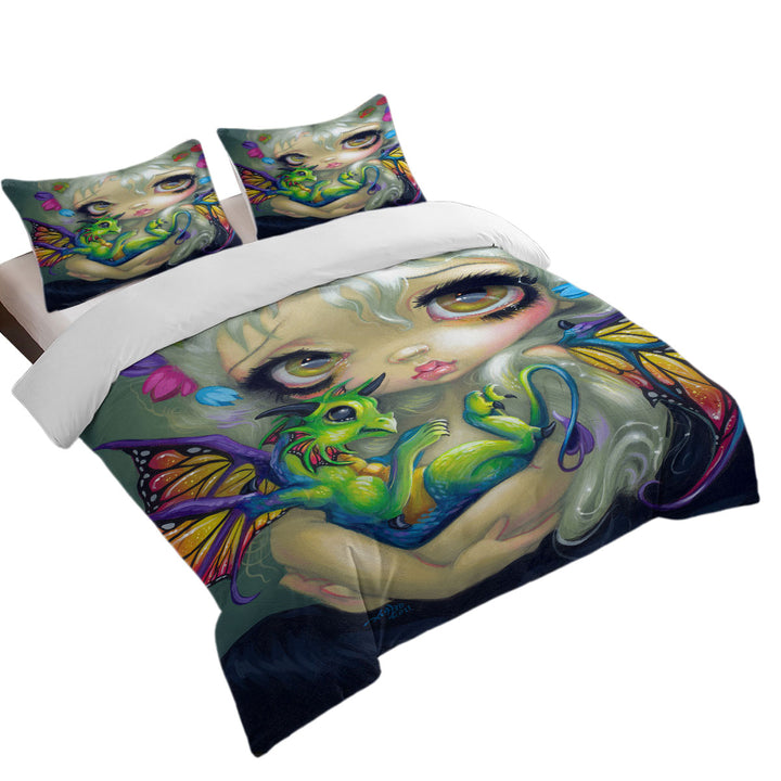 Darling Dragonling Fairy and Green Baby Dragon Bed Covers