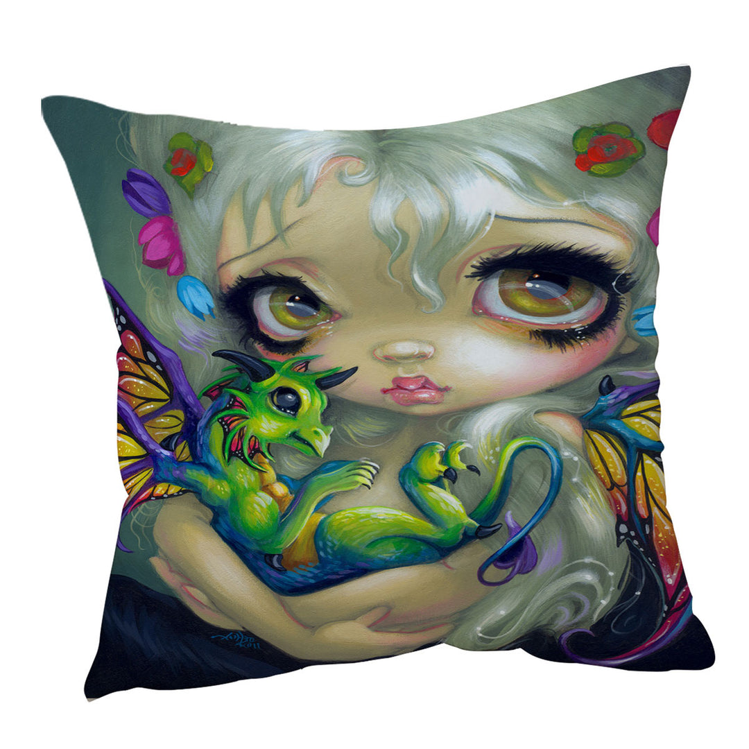 Darling Dragonling Fairy and Green Baby Dragon Cushions Covers