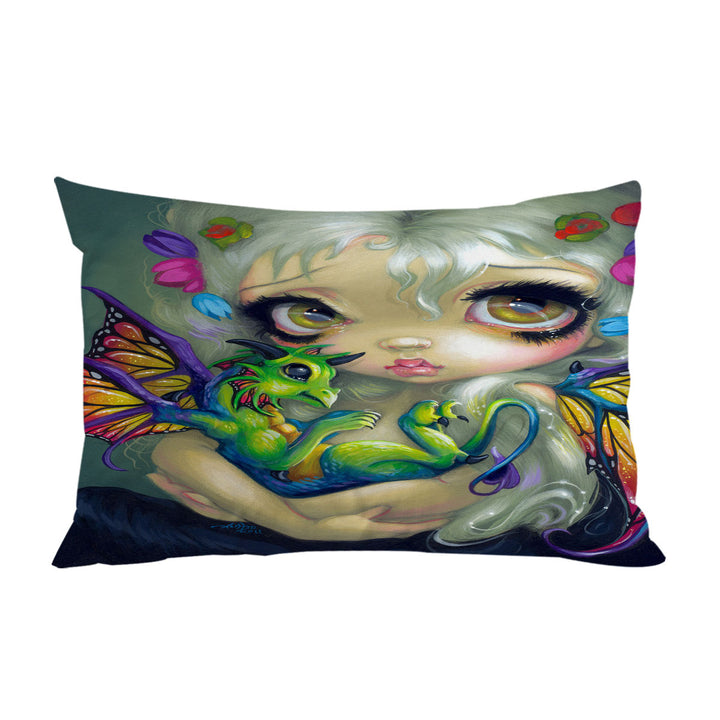 Darling Dragonling Fairy and Green Baby Dragon Pillow Cases