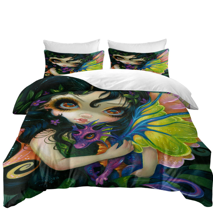 Darling Dragonling Fairy and Purple Cute Dragon Daybed Covers Sets