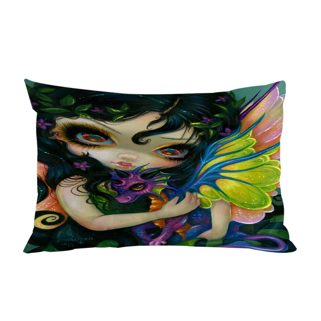 Darling Dragonling Fairy and Purple Cute Dragon Pillowcase