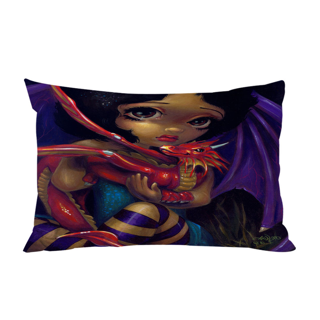 Darling Dragonling Fairy and Red Baby Dragon Pillowcase