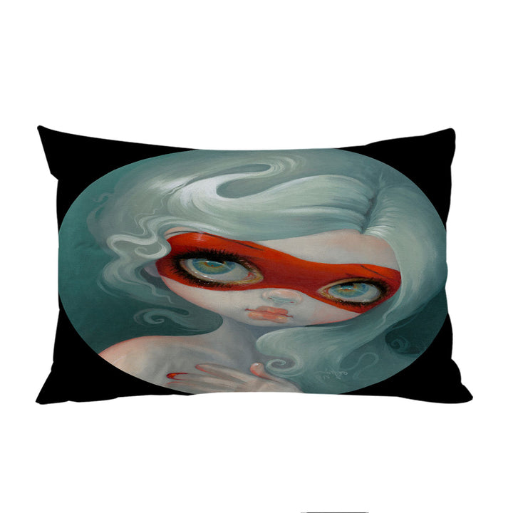 Darling Girl Wearing Red Masquerade Mask Pillowcase