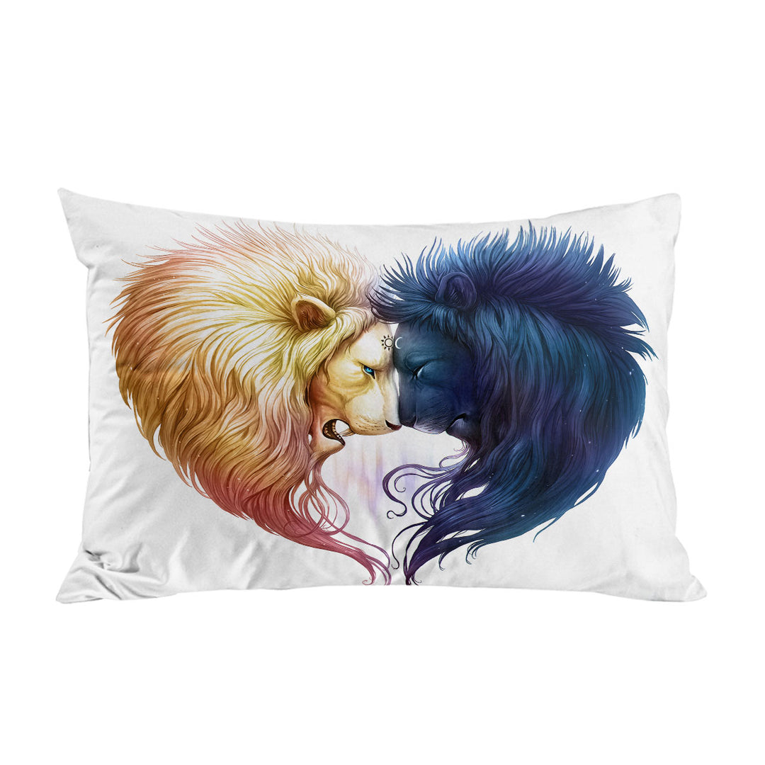 Day and Night Yin Yang Brotherhood Lions Pillow Cases