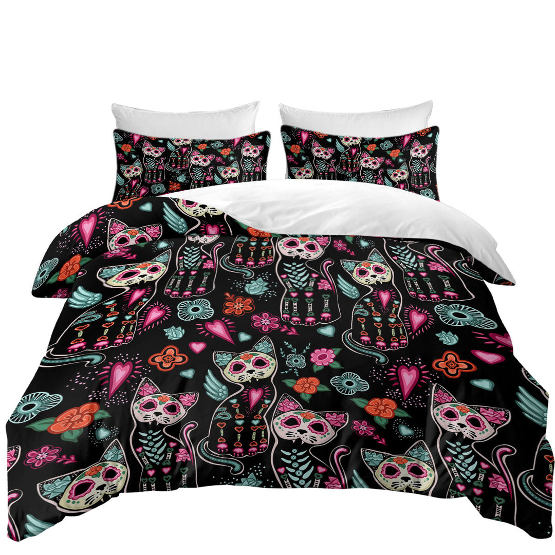 Day of the Dead Cats Duvet Cover