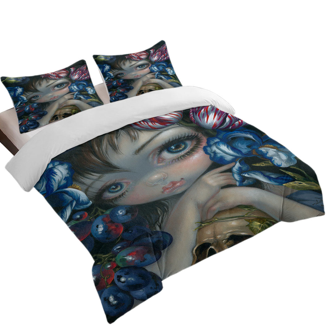 Daybed Covers Sets with Art Painting Girl with Flower Blossom and Skull