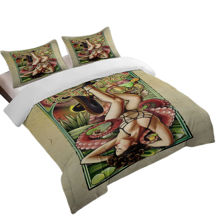 Daybed Covers Sets with Cool Art Tequila Cthulhu and Sexy Woman